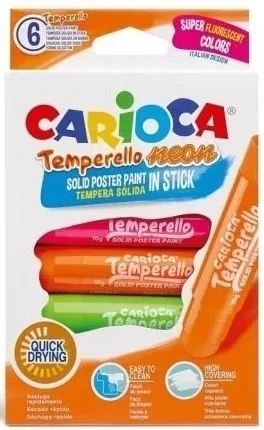 Farby w sztyfcie temperello neon 6kol CARIOCA - tantis.pl