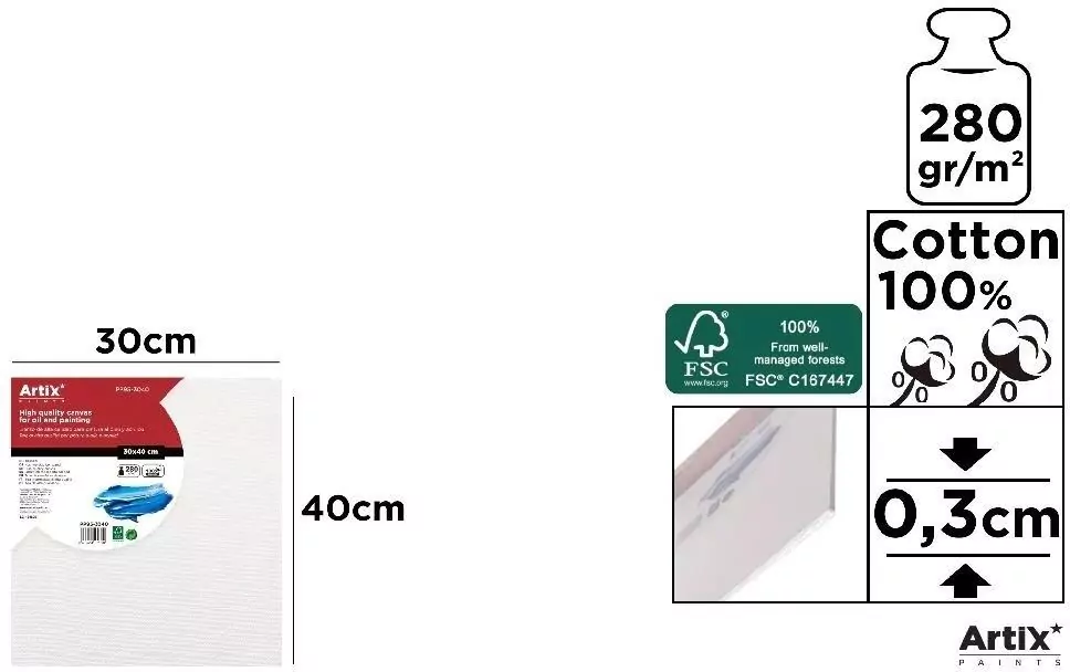 Tablica malarska 30x40x0,3cm 280G/m2 - tantis.pl