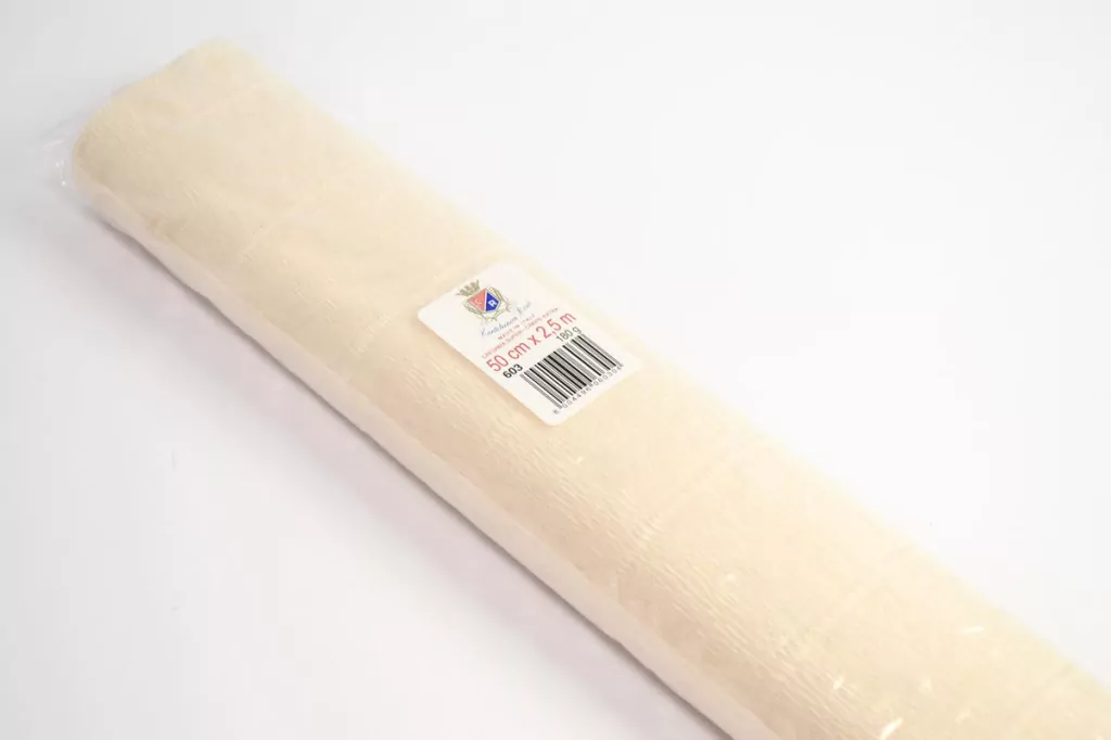 Bibuła marszczona, Krepina 50x250cm, ecru - tantis.pl