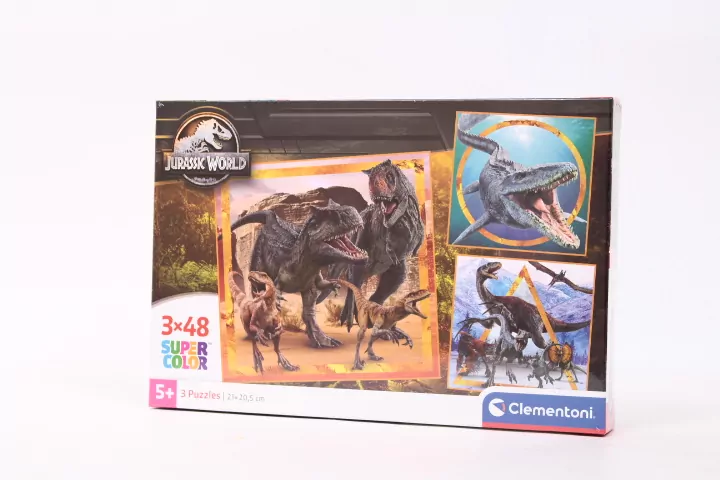 Clementoni. Puzzle 3x48. Super Kolor. Jurassic World - tantis.pl