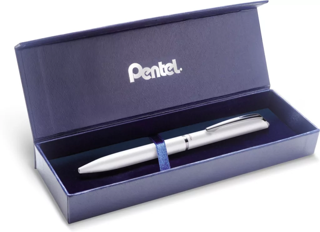 Pentel. Eleganckie pióro kulkowe. EnerGel 0,7 mm w etui białe - tantis.pl