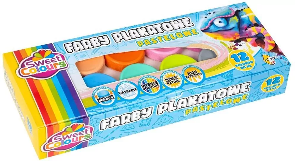 Farby plakatowe pastelowe 12 kolorów - tantis.pl