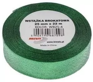 Wstążka brokatowa zielona 25mmx22m - tantis.pl