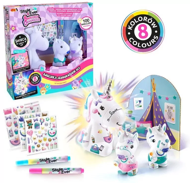 Świecące Dekorożce. Rodzinka jednorożców DIY - tantis.pl