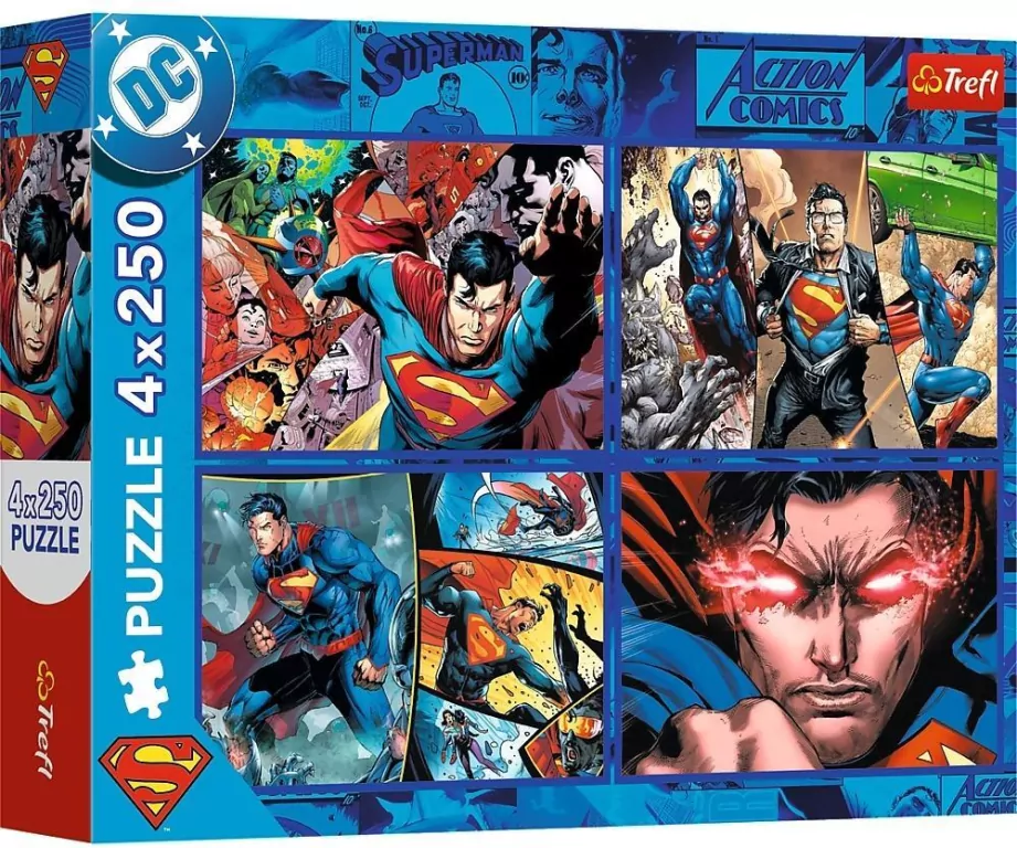 Puzzle 4x250 Odwaga Supermana TREFL - tantis.pl