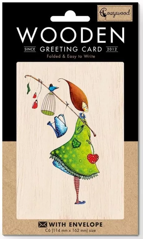 Karnet drewniany C6 + koperta. Włóczykij - tantis.pl