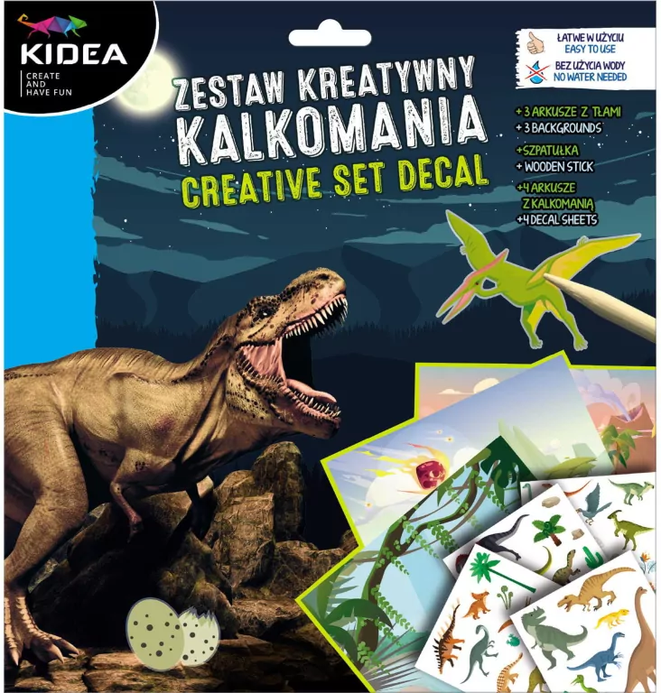 Kalkomania. Zestaw kreatywny. Dinozaury - tantis.pl