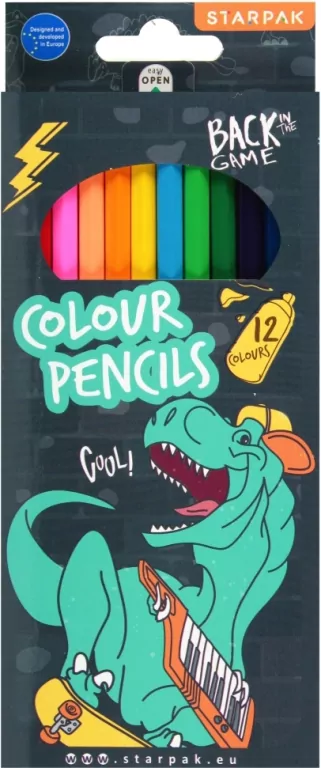 Kredki ołówkowe 12 kolorów Skate Dino - tantis.pl