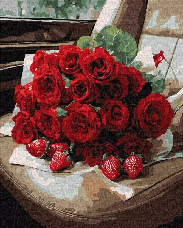 Malowanie po numerach - Romantyczny bukiet 40x50cm - tantis.pl