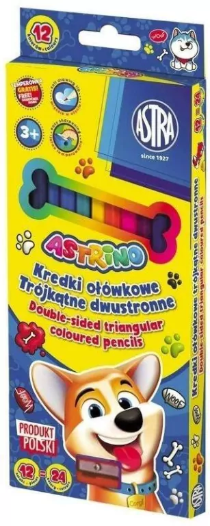 Kredki ołówkowe dwustronne 24kol z temperówkąASTRA - tantis.pl