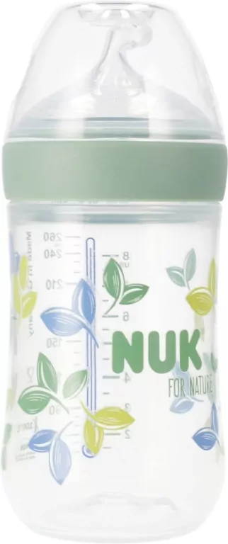 NUK. For Nature. Butelka ze smoczkiem. 260ml. Listki - tantis.pl