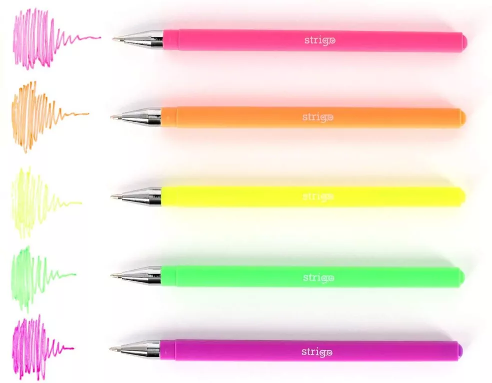 Długopis gel 5 kolorów, neon - tantis.pl