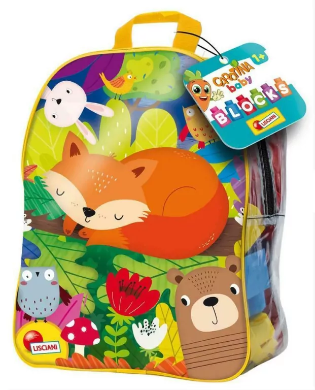 Lisciani. Carotina Baby. Klocki w plecaczku, 24 sztuki - tantis.pl