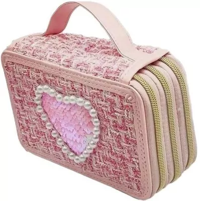 Girabrilla Piórnik tweedowy 3 poziomy ciemny róż