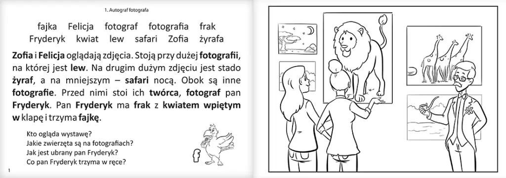 Kolorowanka logopedyczno-edukacyjna Papuga Aga opowiada, część 6 - F, W - tantis.pl