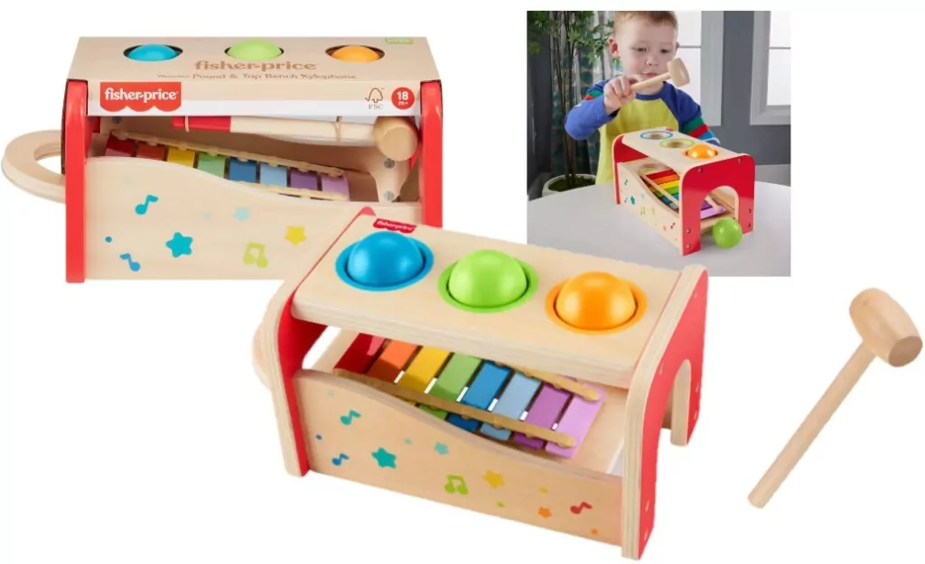 Drewniane cymbałki z przebijakiem. Fisher-Price - tantis.pl