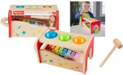 Drewniane cymbałki z przebijakiem. Fisher-Price