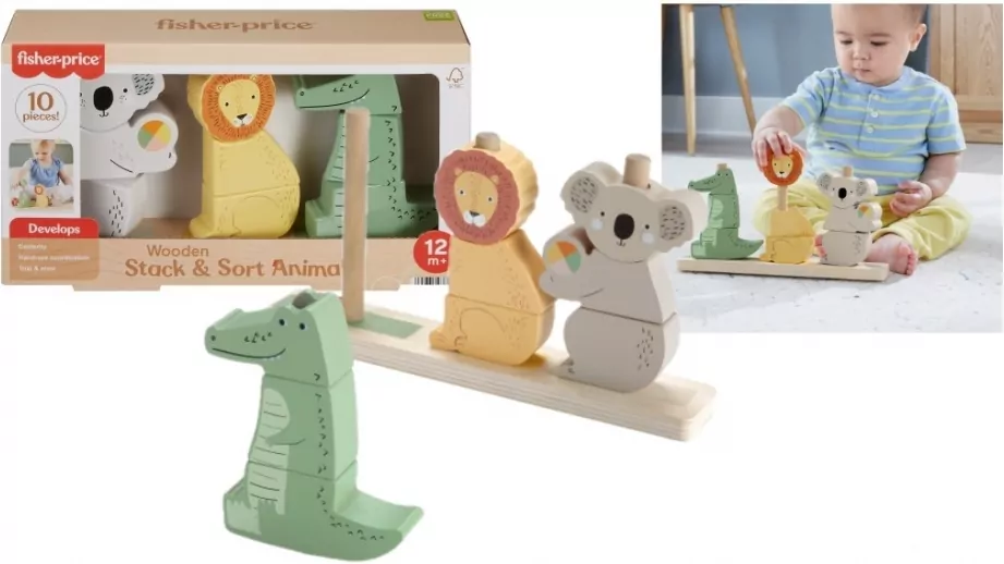 Fisher-Price. Drewniane zwierzątka Układaj i sortuj - tantis.pl