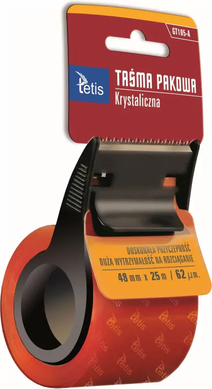 Tetis. Taśma pakowa krystaliczna ze zrywaczem 48mmx25m - tantis.pl