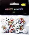 Guziki drewniane białe nadruk kwiaty 15mm 15g - tantis.pl