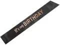 Szarfa Its my birthday czarny 79x9,4 - tantis.pl