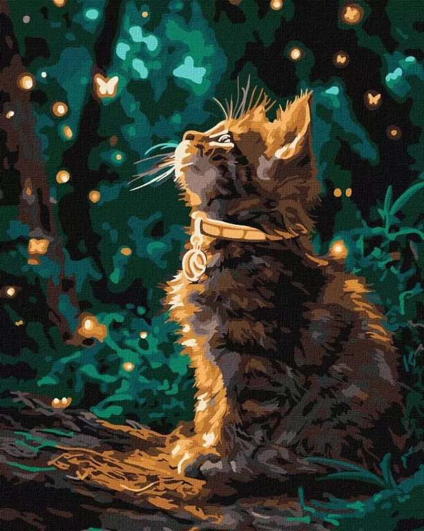 Malowanie po numerach - Kotek i świetliki 40x50cm - tantis.pl