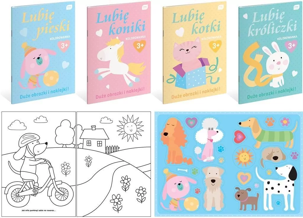 Kolorowanka A4 z naklejkami To Lubię mix - tantis.pl