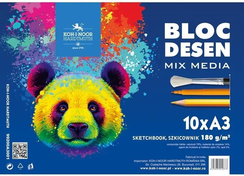 Szkicownik Mix Media A3 10ark. Niedźwiedź niebiesk - tantis.pl