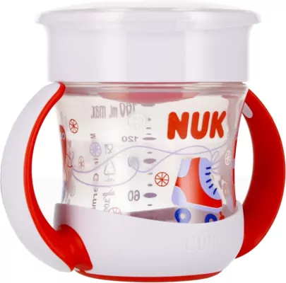 NUK. Mini Magic Cup. Kubek niekapek z uchwytem 160ml. 6 miesięcy. Czerwony- wrotki