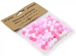 Dekoracje pompony 1cm mix różowy