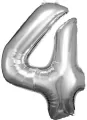 Balon foliowy cyfra 4 srebrna 65x86cm - tantis.pl