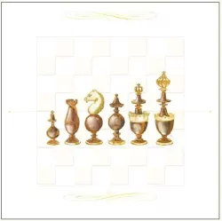 Karnet 16x16 + koperta. Szachy drewniane