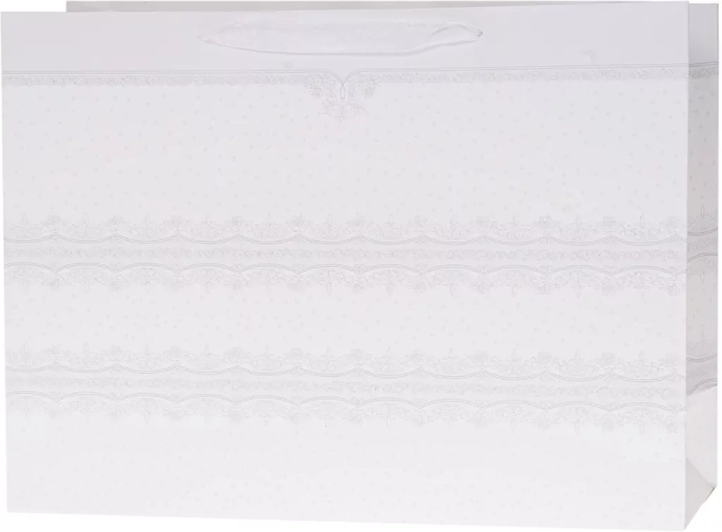 Torebka Lux 55x40x20cm brokat biała ROZETTE. 1 sztuka - tantis.pl
