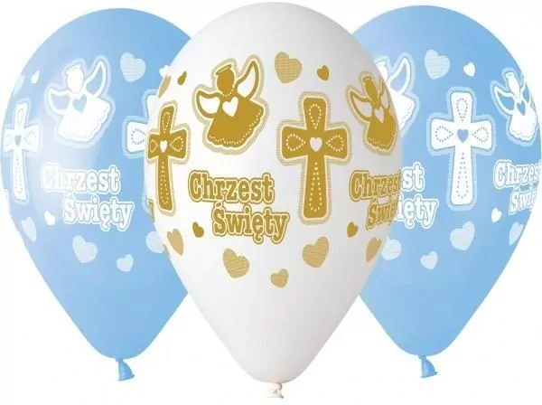 Balony Gemar hel Chrzest chłopca 33cm 5szt - tantis.pl