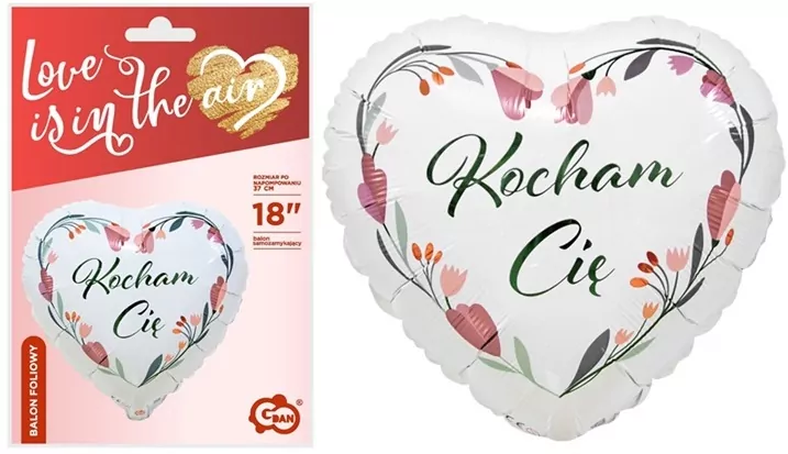 Balon foliowy Kocham Cię białe serce - tantis.pl