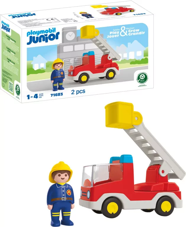 Playmobil JUNIOR: Wóz strażacki z drabiną 71683 - tantis.pl
