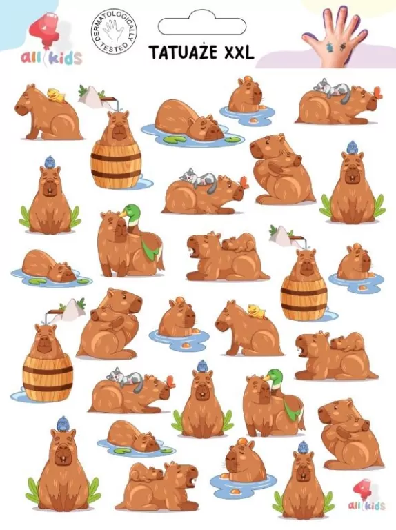 Tatuaże zmywalne dla dzieci Kapibara XXL - tantis.pl