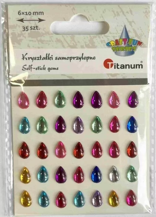 Kryształki samoprzylepne Łezki mix 35szt - tantis.pl