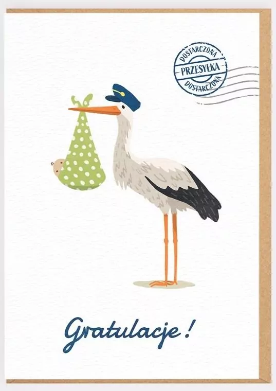 Karnet Narodziny - Bocian gratulacje - tantis.pl