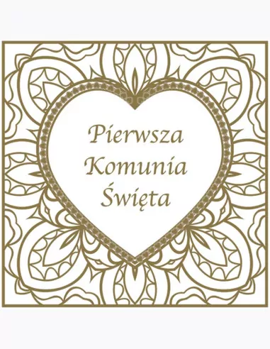 Serwetki Komunia serce złote 33x33cm 20szt - tantis.pl