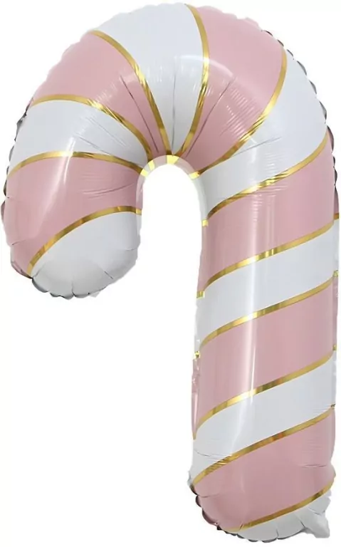 Balon foliowy Lizak świąteczny różowo-biały 38x6cm - tantis.pl