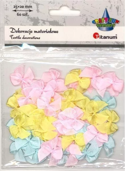 Kokardki satynowe pastelowe 25x20mm 60szt - tantis.pl