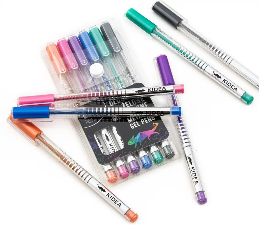 Długopisy żelowe metaliczne 6 kolorów KIDEA - tantis.pl