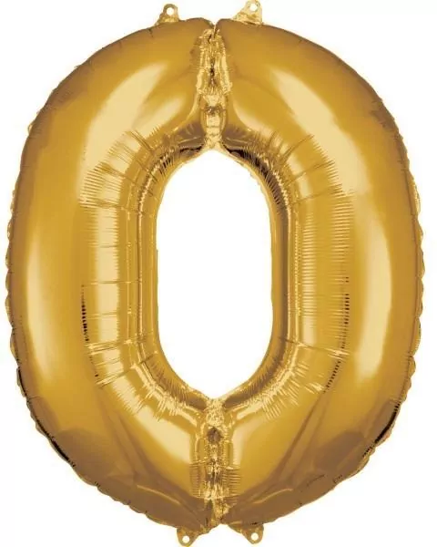 Balon foliowy cyfra 0 złota 70x86cm - tantis.pl