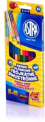 Kredki ołówkowe dwustronne. 24 kolory
