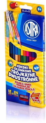 Kredki ołówkowe dwustronne. 24 kolory