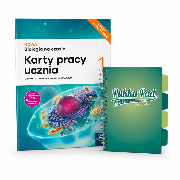 Pakiet: NOWA Biologia na czasie 1. Nowa edycja. Karty pracy ucznia do liceum i technikum. Zakres podstawowy / Kołozeszyt Pukka Pad B5 Project Book Dark Teal zielony - tantis.pl