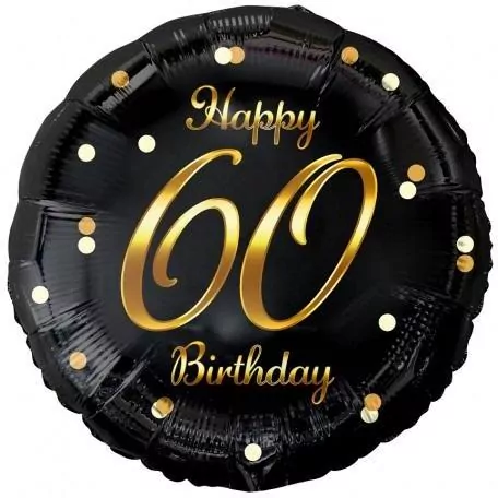 Balon foliowy B&C Happy 60 Birthday czarno-złoty - tantis.pl
