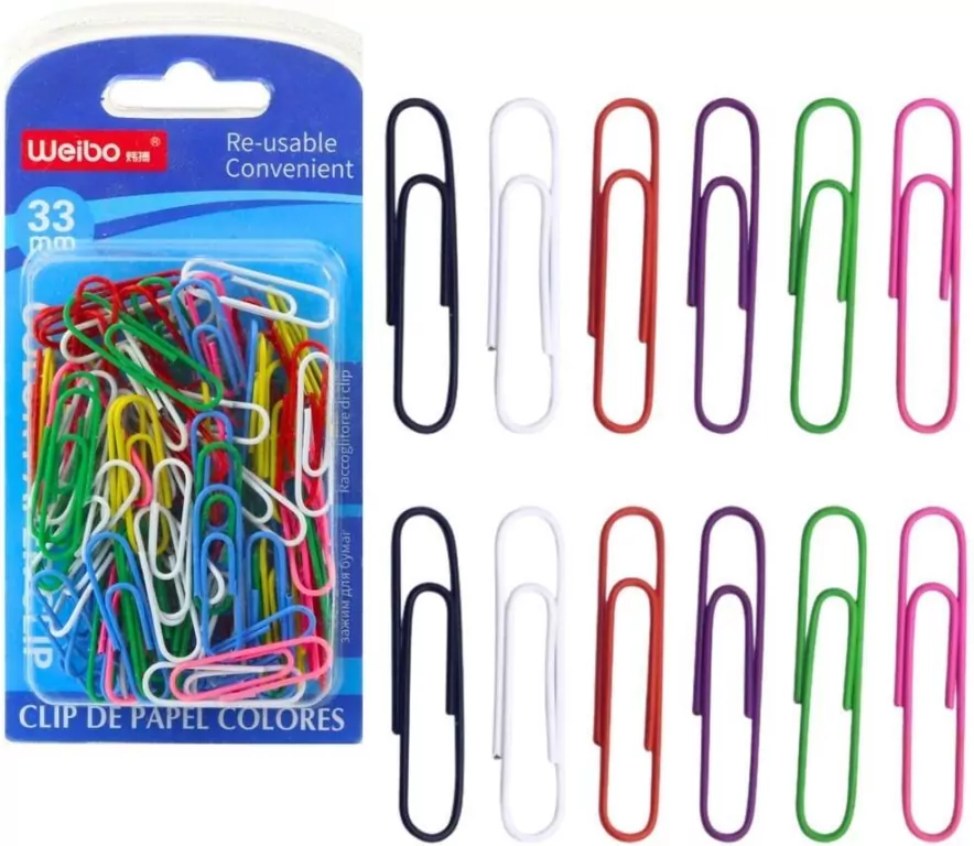 Spinacze biurowe kolorowe 33mm - tantis.pl