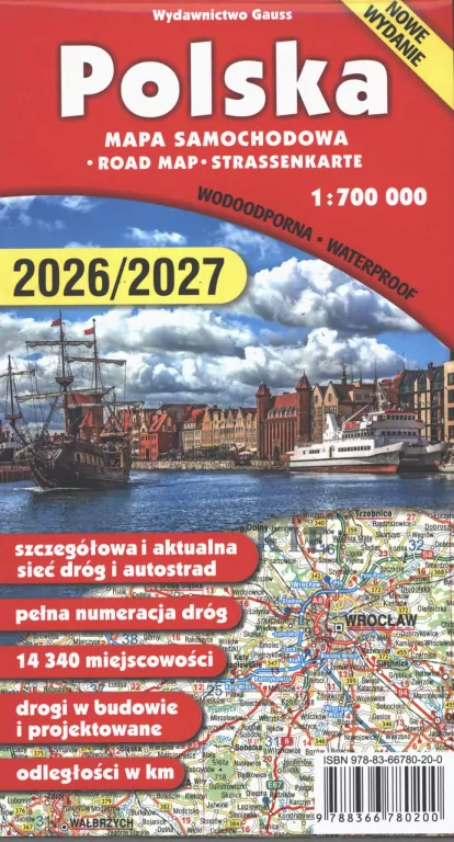 Polska. Mapa 1:700 000 wyd. foliowane wyd. 2026/2027 - tantis.pl